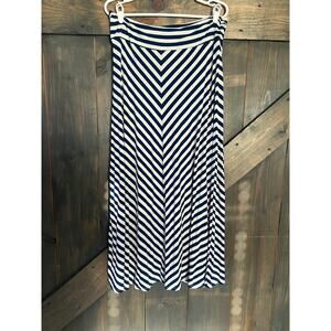 Merona Maxi Skirt Womens XXL Blue White Casual Summer Long Striped Boho Stretchy